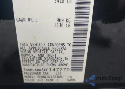 2019 Nissan Altima 2.5 S from USA, damaged, VIN 1N4BL4BW3KC147770